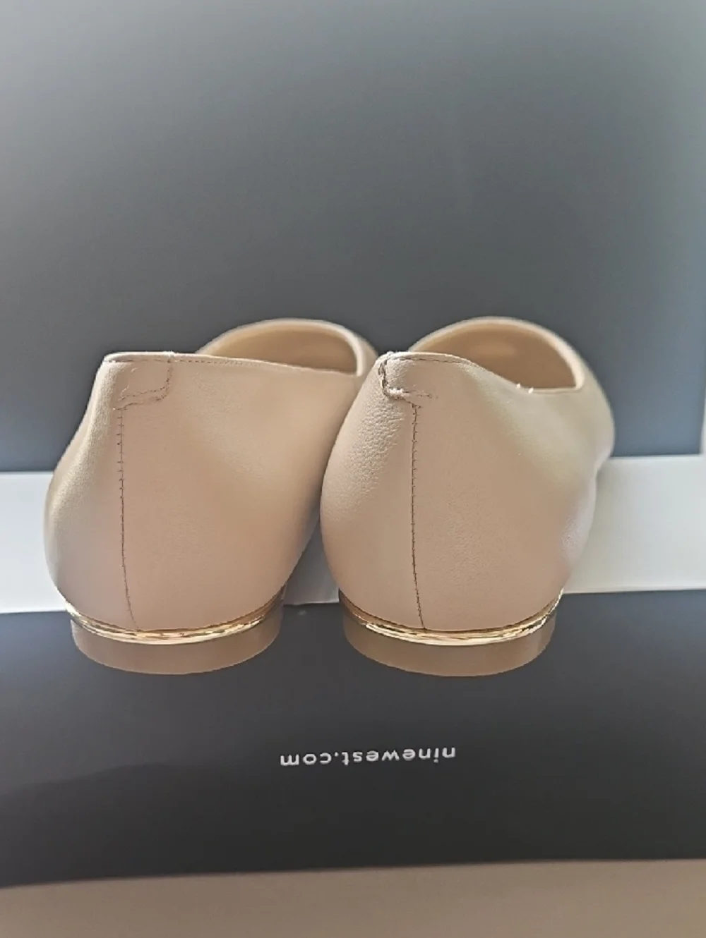 Nine West Light Beige Leather Ballet Flats
